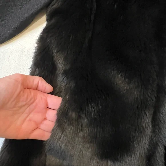 C Wonder Black Faux fur wool cardigan with hook closures. Brand new with tags. - Picture 7 of 11